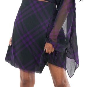 Burberry BMWT Skirt in Black and Purple Plaid